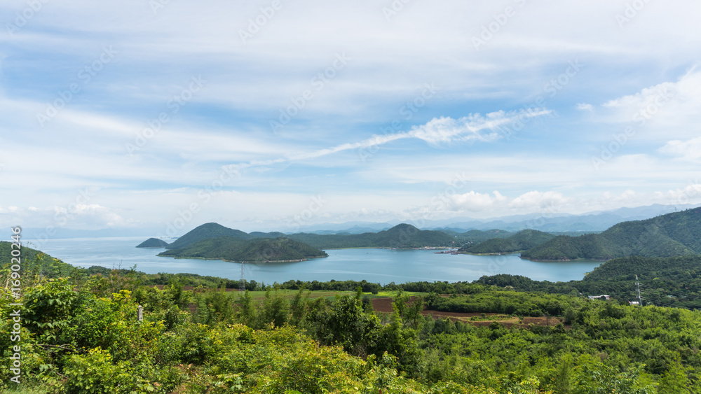 Beautiful landscape of srinagarind dam at kanchanaburi thailand