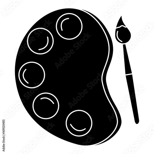 paint pallette with brush vector illustration design