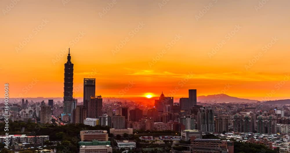 Beautiful nightview timelapse, taipei 101 Taiwan city skyline
