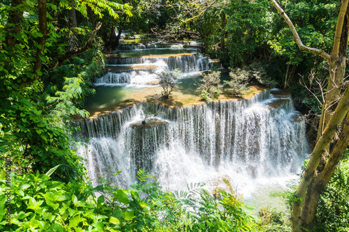 Huai mae khamin waterfall in khuean srinagarindra national park at kanchanaburi thailand