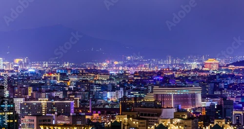 Beautiful nightview timelapse of Taipei , taipei 101 Taiwan city skyline