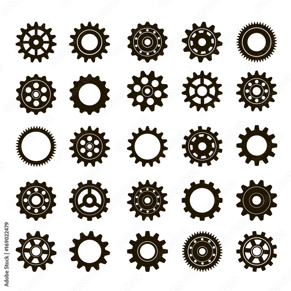 Set of gears. Gears on a white background. Vector illustration. Set of gears. Gears on a white background. Vector illustration.