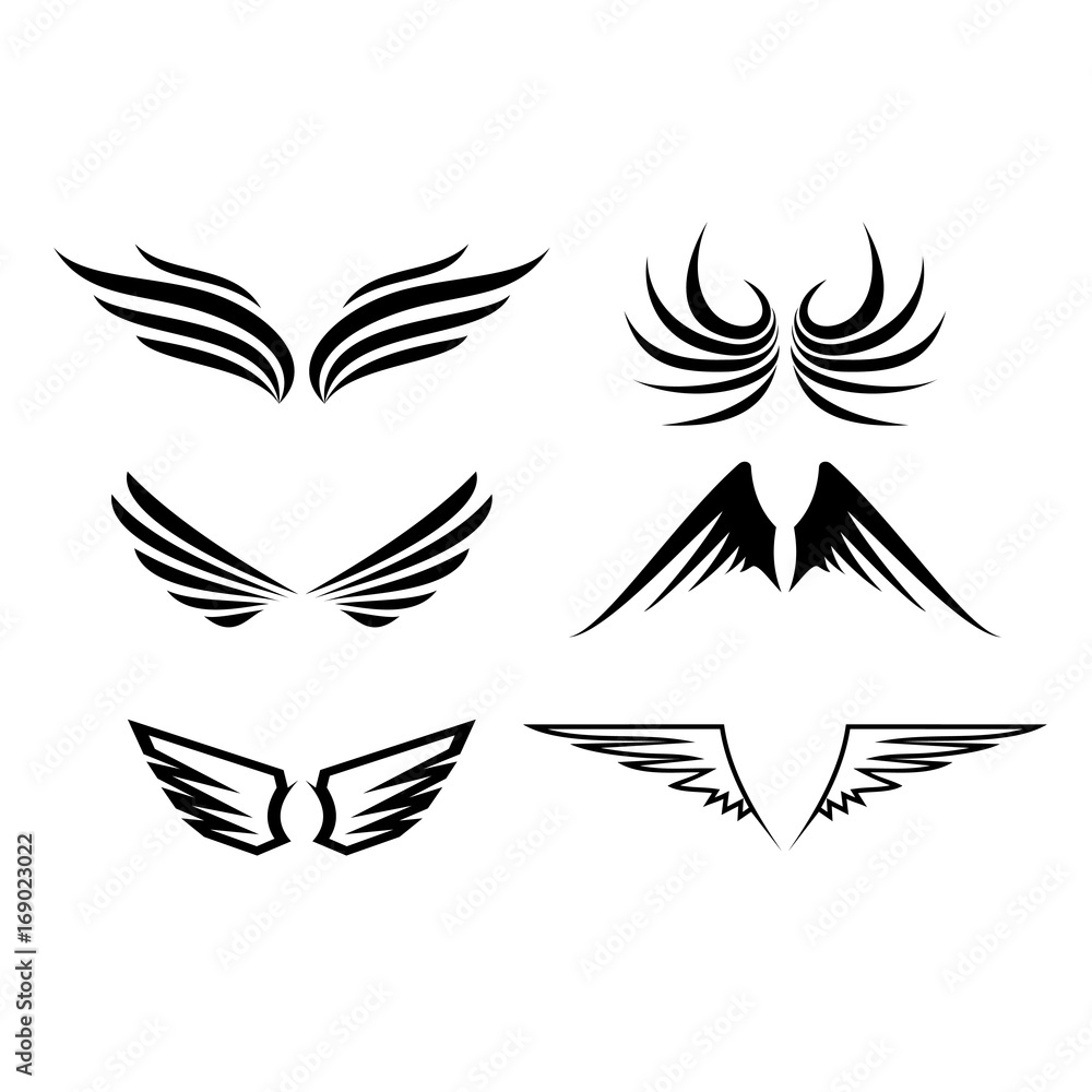 Fototapeta premium wings, Modern, minimalistic, set, logo, design, vector