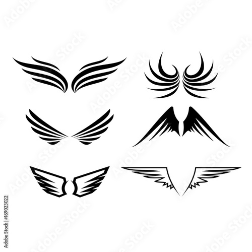 wings, Modern, minimalistic, set, logo, design, vector