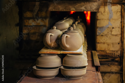 Canvas Print Firing of pottery in the oven