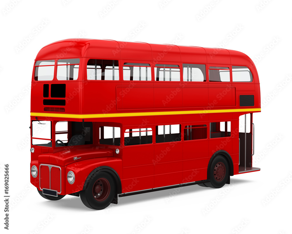 Red Double Decker Bus Isolated