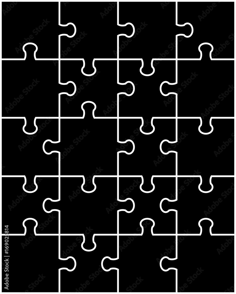 Vector illustration of white puzzle, separate parts Vector illustration of white puzzle, separate parts