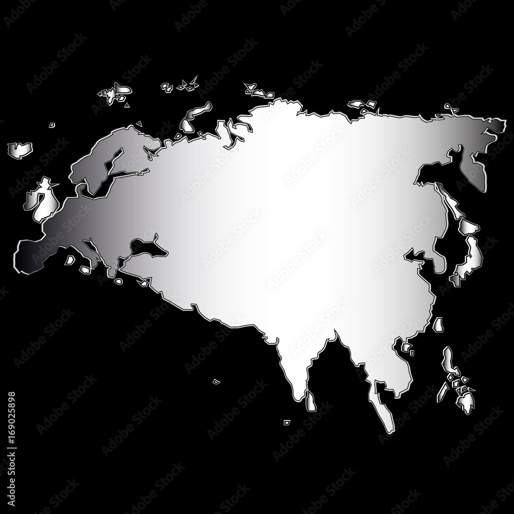 Vector map Eurasia continent in the plane Vector map Eurasia continent in the plane