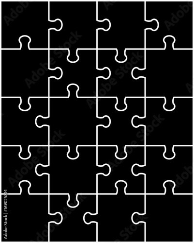 Vector illustration of white puzzle, separate parts	