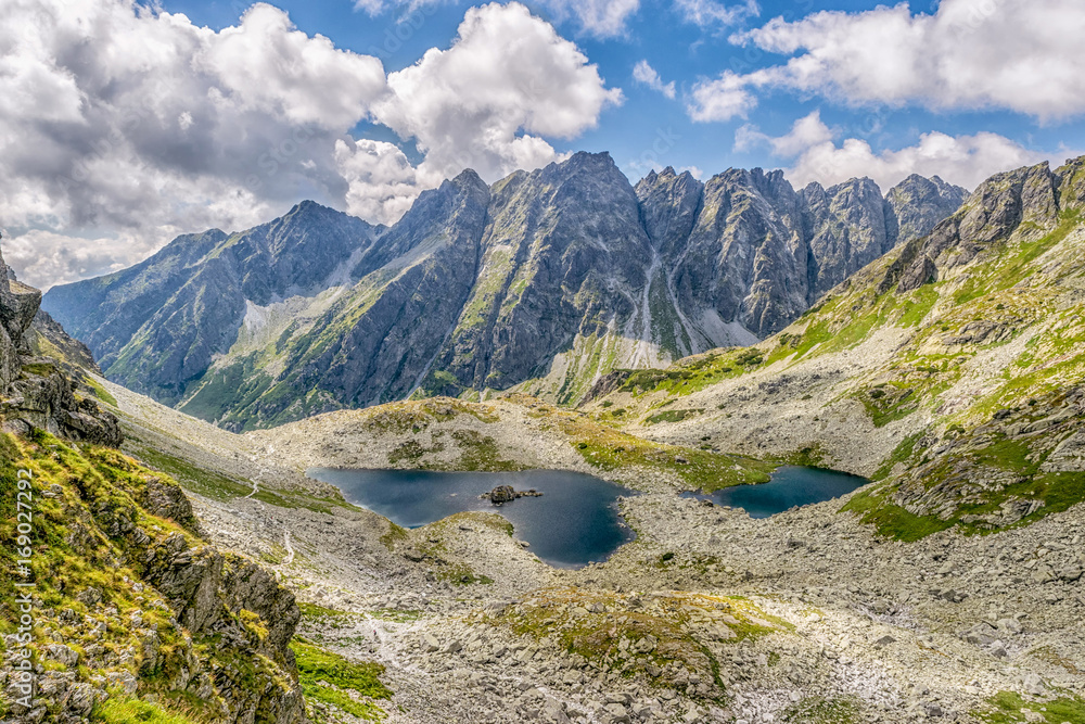 Fototapeta premium Mountain lakes under the Rysy mountain in High Tatras ( Vysoke Tatry) Slovakia.