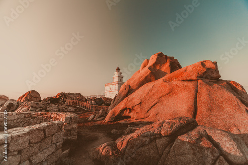 Capo Testa white lighthouse photo