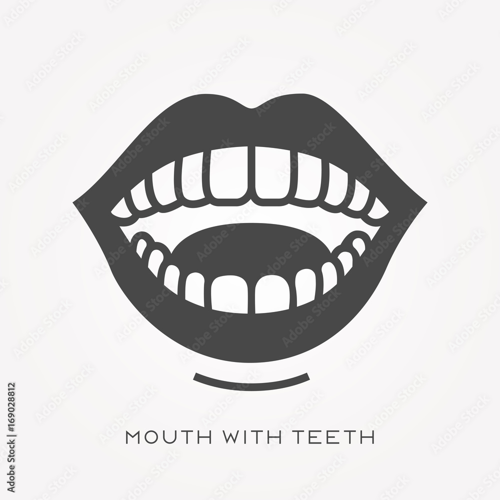 Silhouette icon mouth with teeth Silhouette icon mouth with teeth