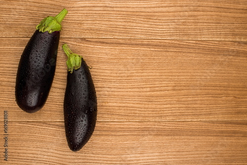 Eggplant on wooden boards