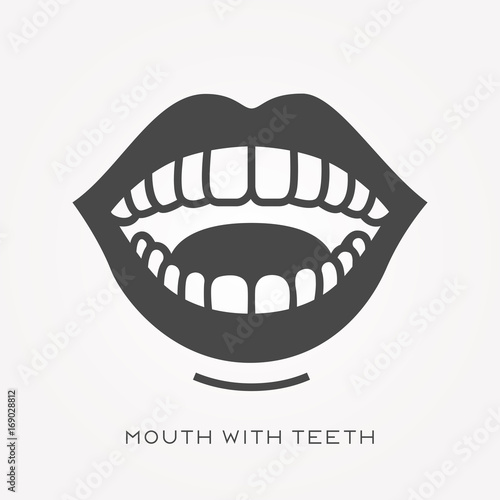 Silhouette icon mouth with teeth