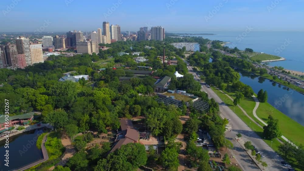 Aerial stock video Lincoln Park Zoo Chicago 4k Aerial stock video Lincoln Park Zoo Chicago 4k