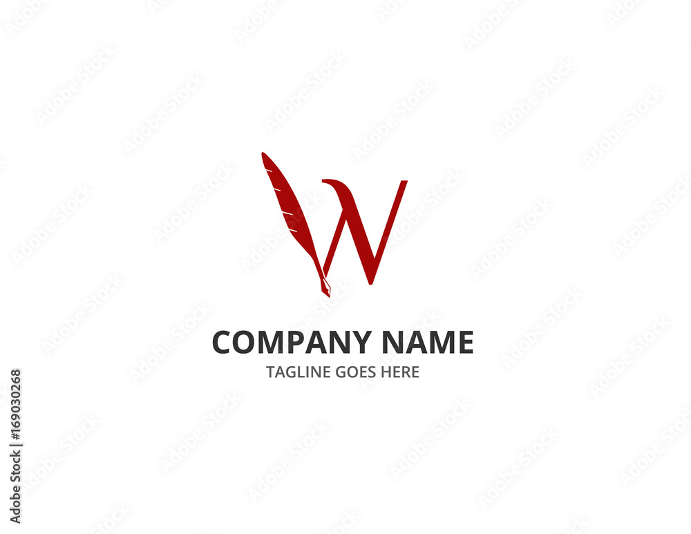 Letter W Quill Pen Logo Letter W Quill Pen Logo