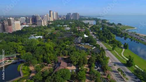 Aerial stock video Lincoln Park Zoo Chicago 4k photo