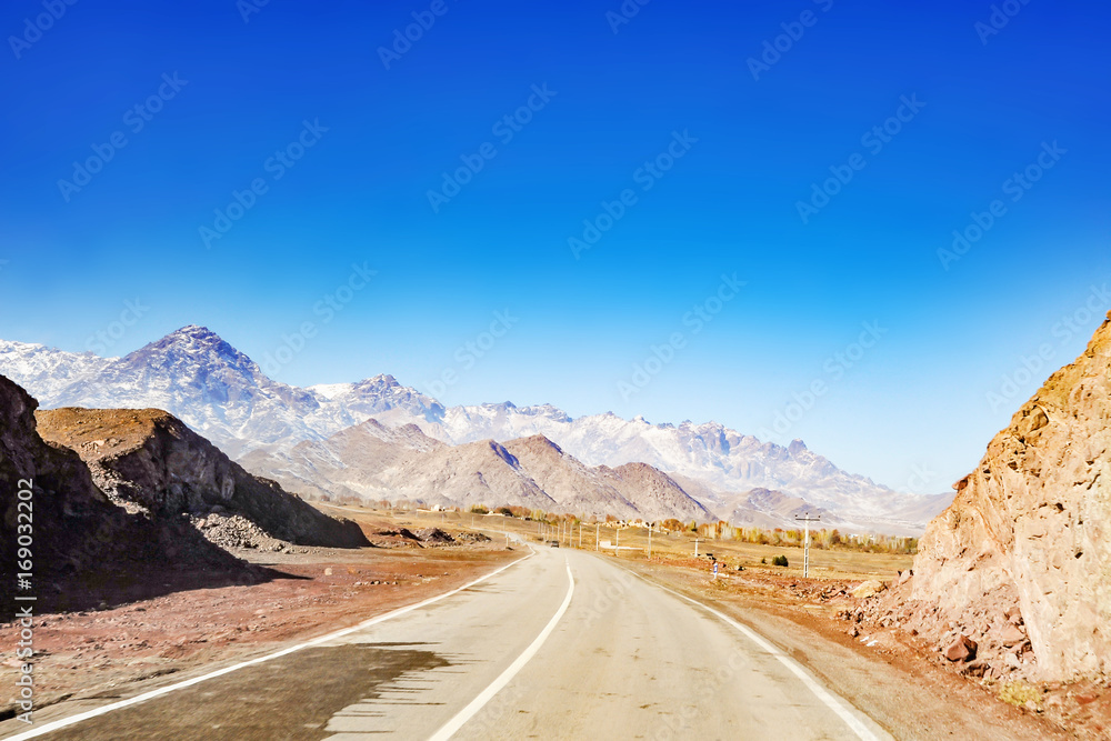 Mountains and a road in Iran