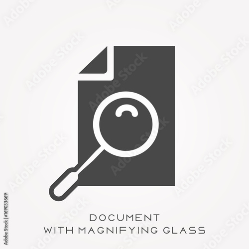 Silhouette icon document with magnifying
