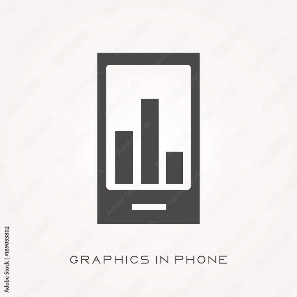 Silhouette icon graphics in phone Silhouette icon graphics in phone