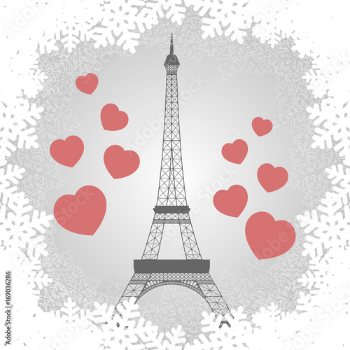 Christmas card with Eiffel tower