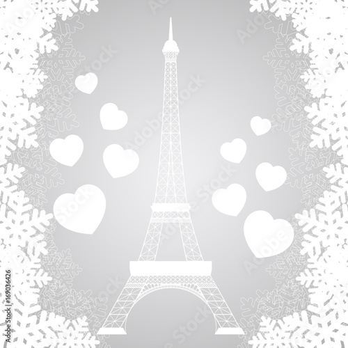 Fototapeta Naklejka Na Ścianę i Meble -  Christmas card with Eiffel tower
