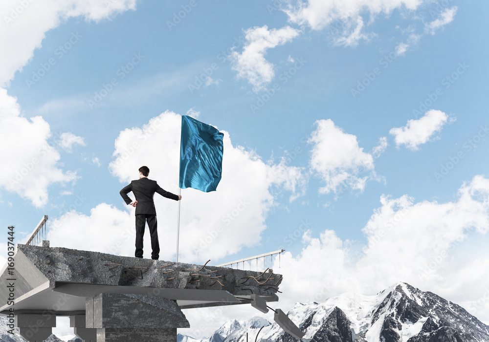 Man with flag presenting leadership concept. Man with flag presenting leadership concept.