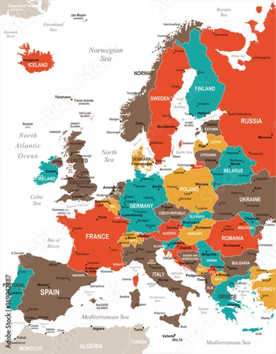 Obraz Mapa Europy - ilustracji wektorowych