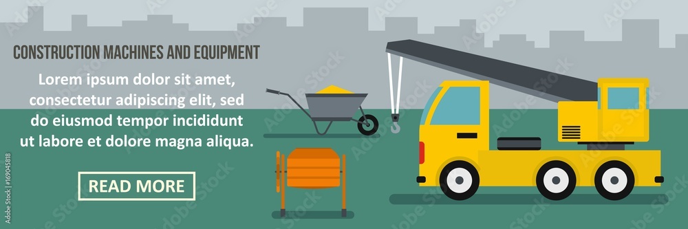 Construction machines and equipment banner horizontal concept
