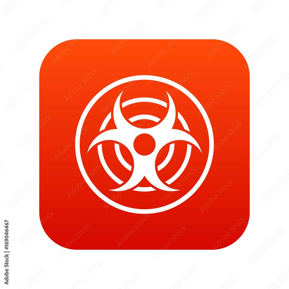 Sign of biological threat icon digital red Sign of biological threat icon digital red