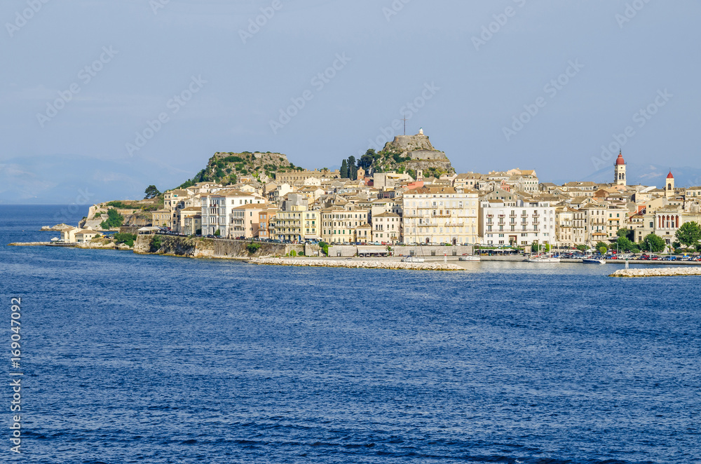 Old Corfu town with the Venetian Old Fortress in Greece