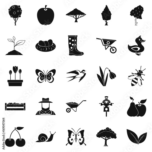 Plant icons set, simple style