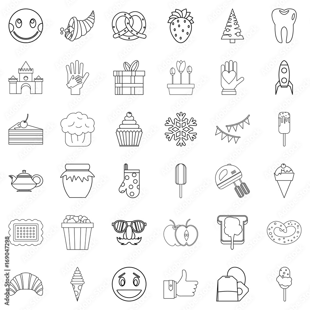 Sweet icons set, outline style Sweet icons set, outline style