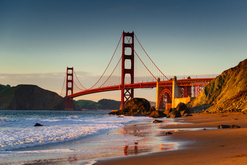 Canvas schilderij Golden Gate Bridge Golden Gate Bridge vanaf Baker Beach  © Daniel Rothenberger