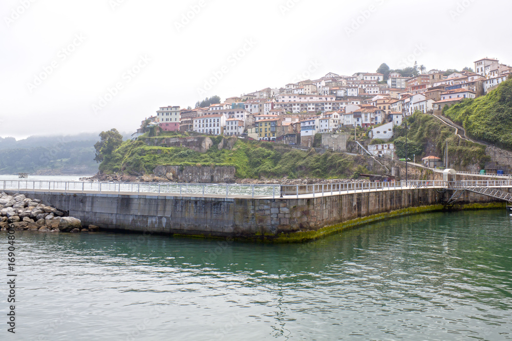 view of Lastres, a village in Spain near the coast