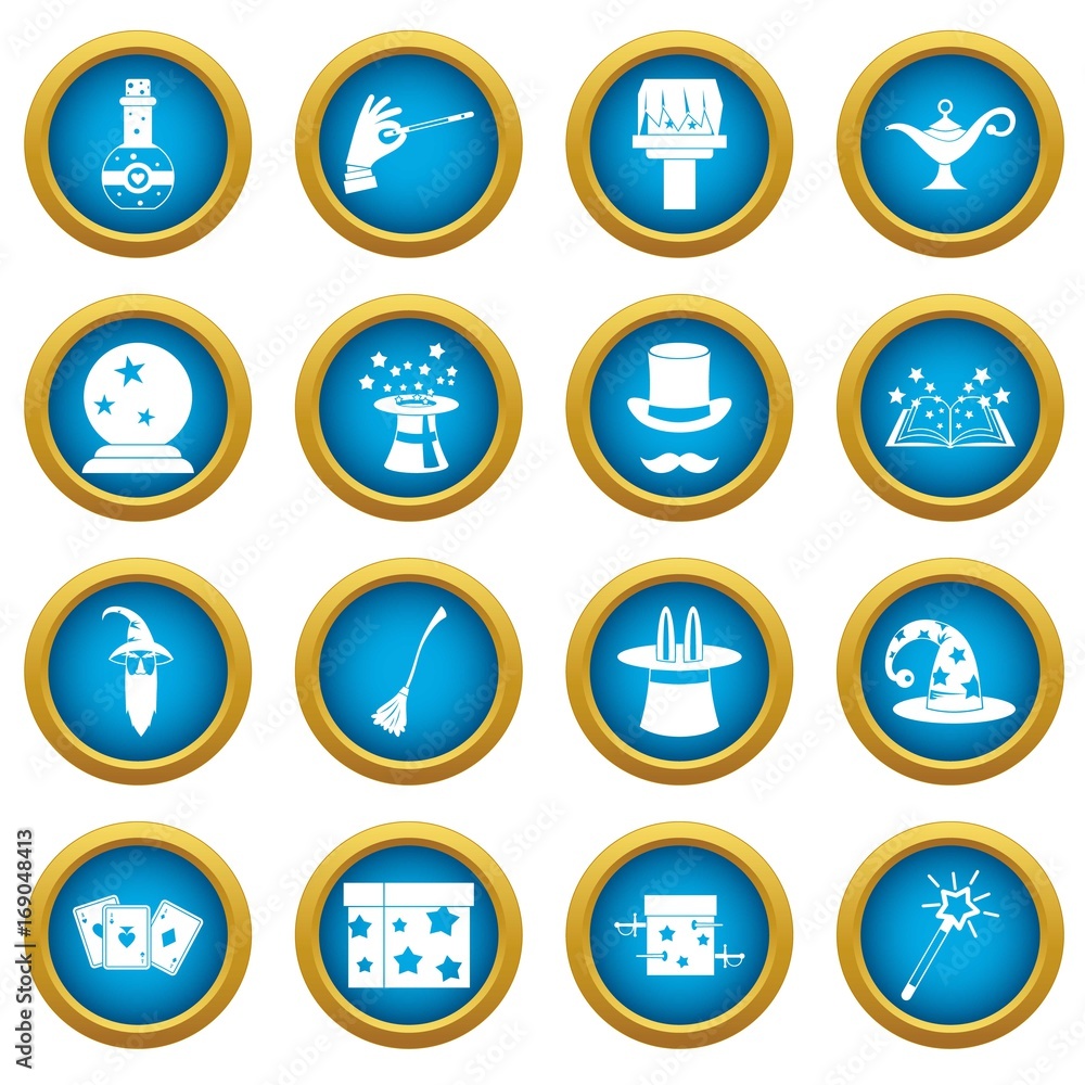 Magic icons blue circle set Magic icons blue circle set