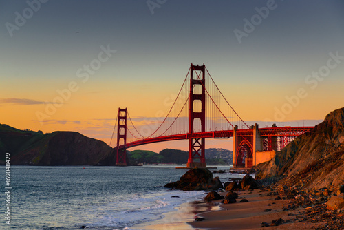 golden gate bridge - sunset - baker beach