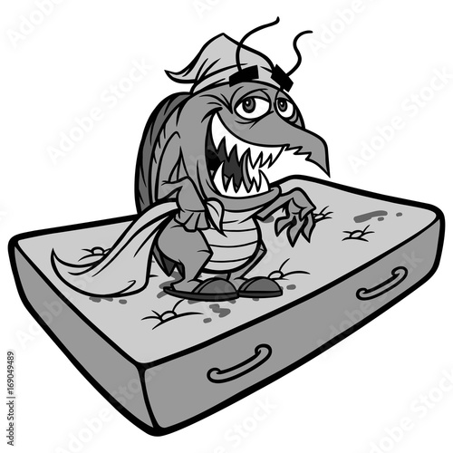 Bed Bug on Mattress Illustration
