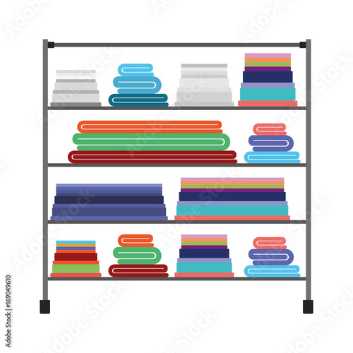 colorful silhouette of rack with stack of towels folded