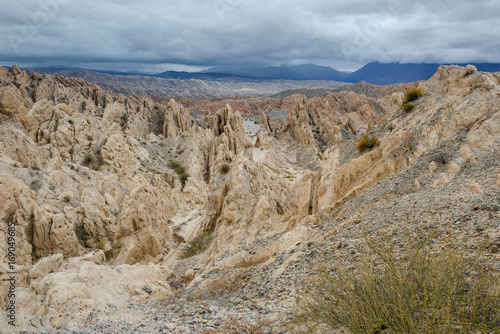 Fototapeta Naklejka Na Ścianę i Meble -  The 'Quebrada de las Flechas' (Broken Arrows) is a rock formation located at National Route 40 in Salta Province, Northern of Argentina