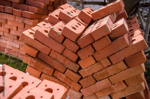 new bricks on pallet on construction site