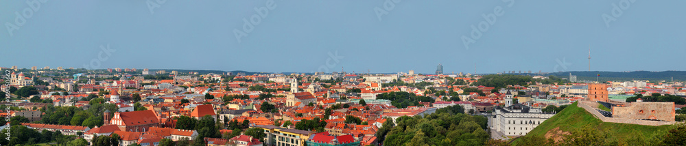 Panorama of Vilnius, Lithuania. View from the Hill of Three Crosses