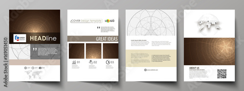 Business templates for brochure, flyer, booklet. Cover design template, abstract vector layout in A4 size. Alchemical theme. Fractal art background. Sacred geometry. Mysterious relaxation pattern.