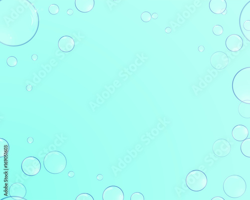 Air bubbles on the edges of the picture on a blue background