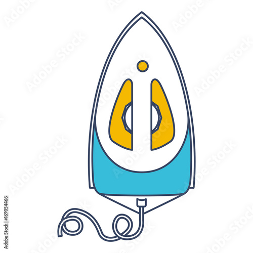 color blue and yellow sections silhouette of steam iron icon on top view