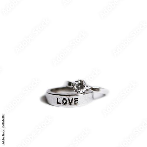 wedding ring for lover couple on white background