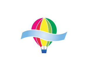 Fotobehang Luchtsport Heteluchtballon embleem in retrostijl  © AWK studio