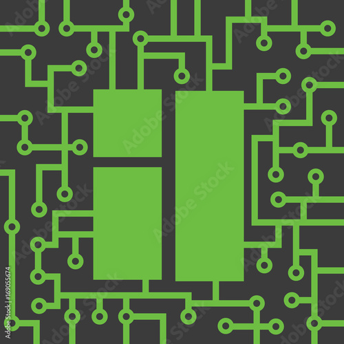 Cyberpunk window into virtual reality. Vector green and grey flat art about internet, deepweb, matrix for design