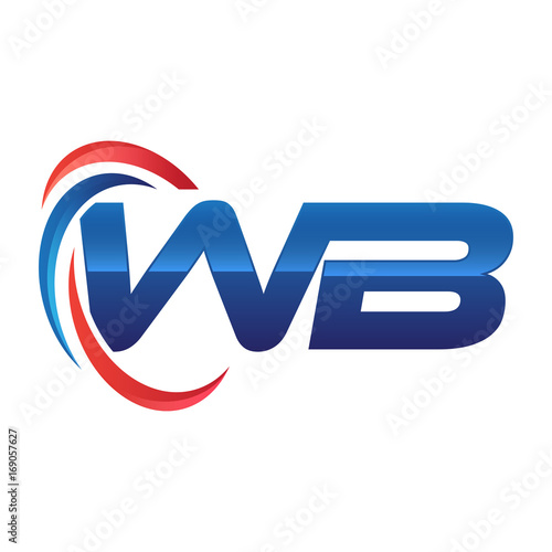 initial letter logo swoosh red blue