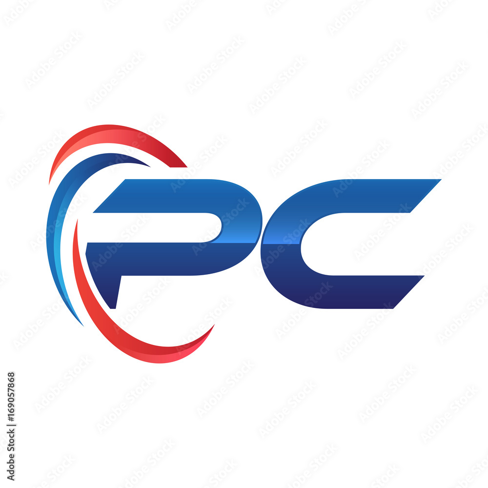 initial letter logo swoosh red blue initial letter logo swoosh red blue
